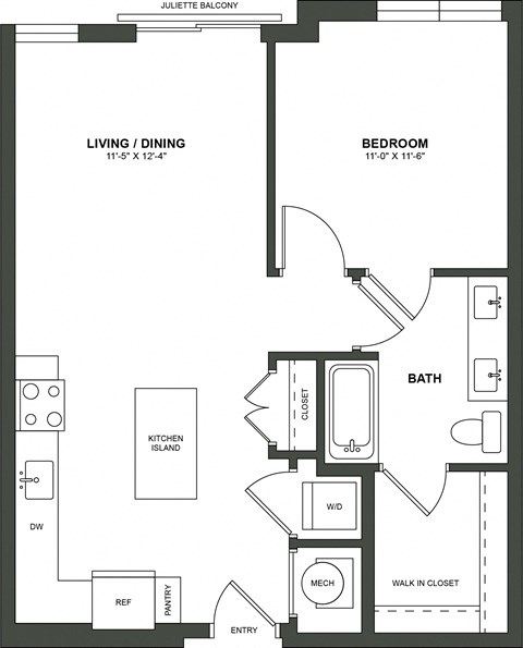 a floor plan of a bedroom apartment